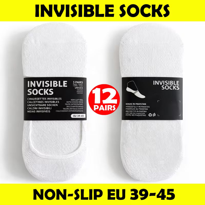 Invisible Cotton Trainer Socks - 12 Pairs Unisex Non-Slip Gym & Sports Socks - SIGMA FAUSTOSO UNIPESSOAL,LDA