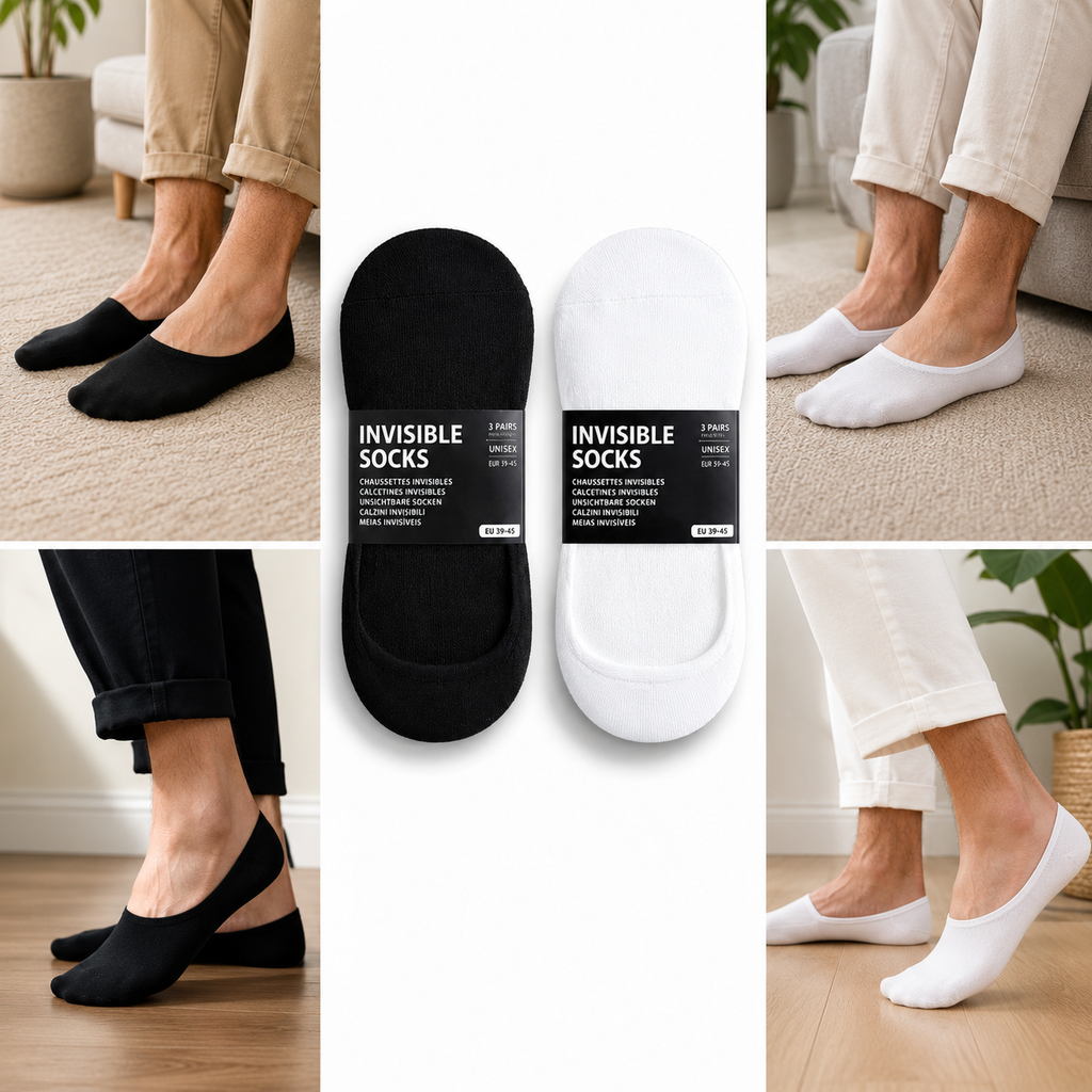 Invisible Cotton Trainer Socks - 12 Pairs Unisex Non-Slip Gym & Sports Socks - SIGMA FAUSTOSO UNIPESSOAL,LDA