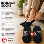Invisible Cotton Trainer Socks - 12 Pairs Unisex Non-Slip Gym & Sports Socks - SIGMA FAUSTOSO UNIPESSOAL,LDA