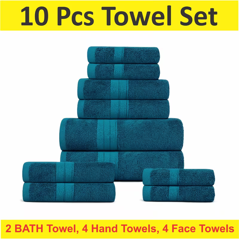 Experience Ultimate Comfort with Our Luxury Bath Towel Set - 10 Pieces of Super Absorbent Bliss - SIGMA FAUSTOSO UNIPESSOAL,LDA