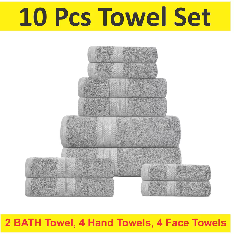 Experience Ultimate Comfort with Our Luxury Bath Towel Set - 10 Pieces of Super Absorbent Bliss - SIGMA FAUSTOSO UNIPESSOAL,LDA