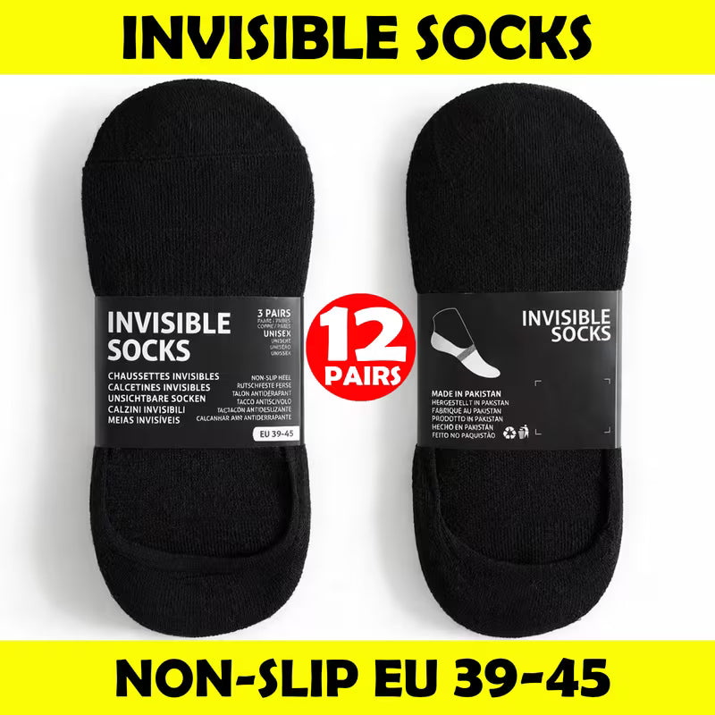 Invisible Cotton Trainer Socks - 12 Pairs Unisex Non-Slip Gym & Sports Socks - SIGMA FAUSTOSO UNIPESSOAL,LDA