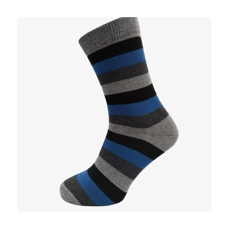 Men's Dress Socks: 5 Pairs of Stylish Multi-Striped Crew Socks for Comfort and Versatility - SIGMA FAUSTOSO UNIPESSOAL,LDA