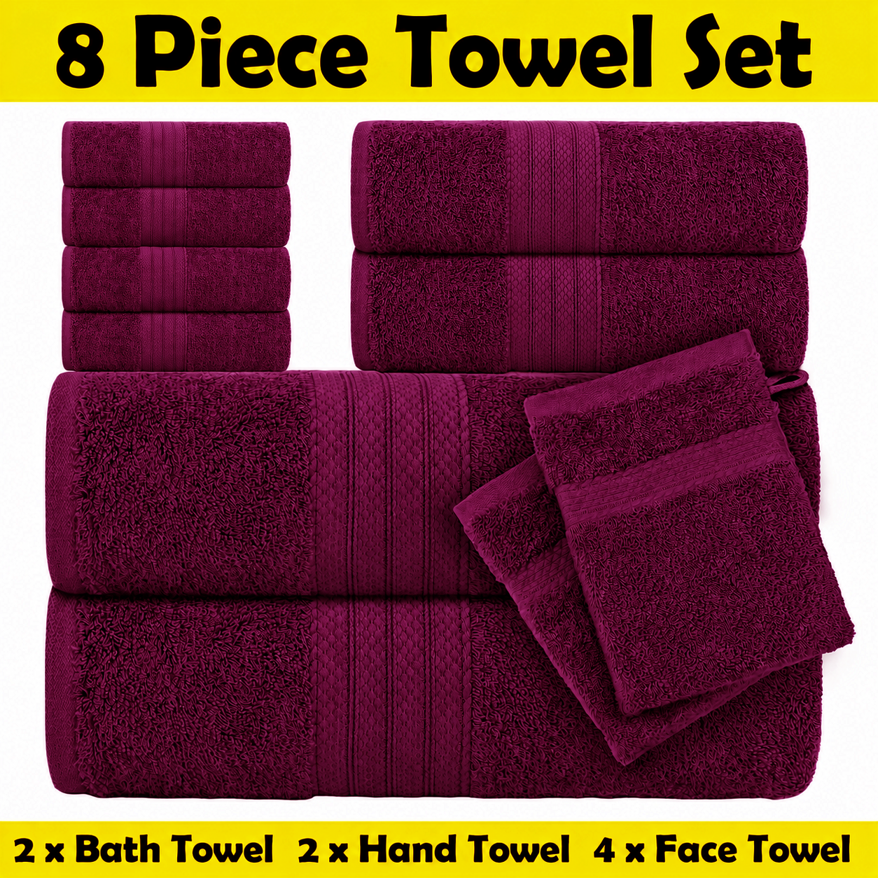 Luxury Towel Set: Wrap Yourself in Comfort with Our 8-Piece Collection - SIGMA FAUSTOSO UNIPESSOAL,LDA