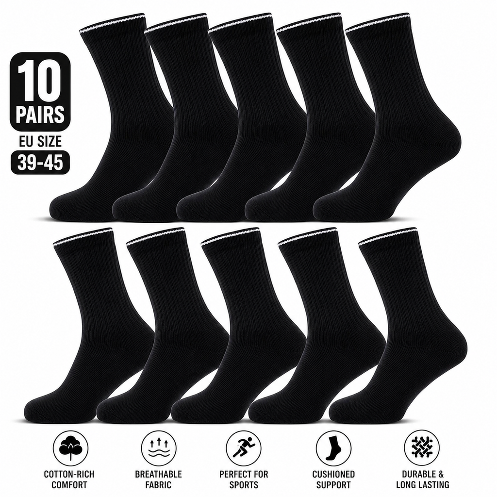 Cotton-Rich Sports Socks for Active Lifestyle – 10 Pairs of Comfort and Durability for All Your Activities - SIGMA FAUSTOSO UNIPESSOAL,LDA
