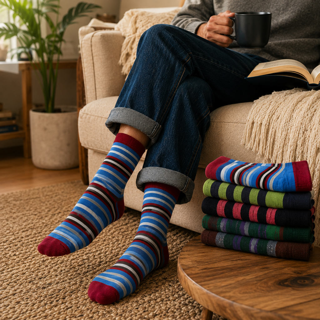 Men's Dress Socks: 5 Pairs of Stylish, Comfortable, and Versatile Cotton Socks - SIGMA FAUSTOSO UNIPESSOAL,LDA