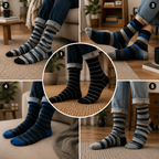 Men's Dress Socks: 5 Pairs of Stylish Multi-Striped Crew Socks for Comfort and Versatility - SIGMA FAUSTOSO UNIPESSOAL,LDA