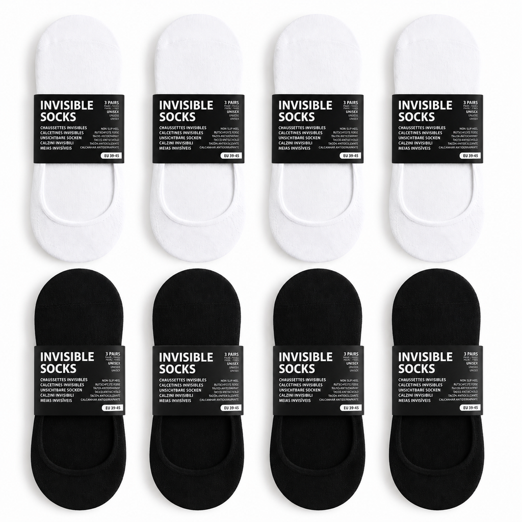 Invisible Cotton Trainer Socks - 12 Pairs Unisex Non-Slip Gym & Sports Socks - SIGMA FAUSTOSO UNIPESSOAL,LDA