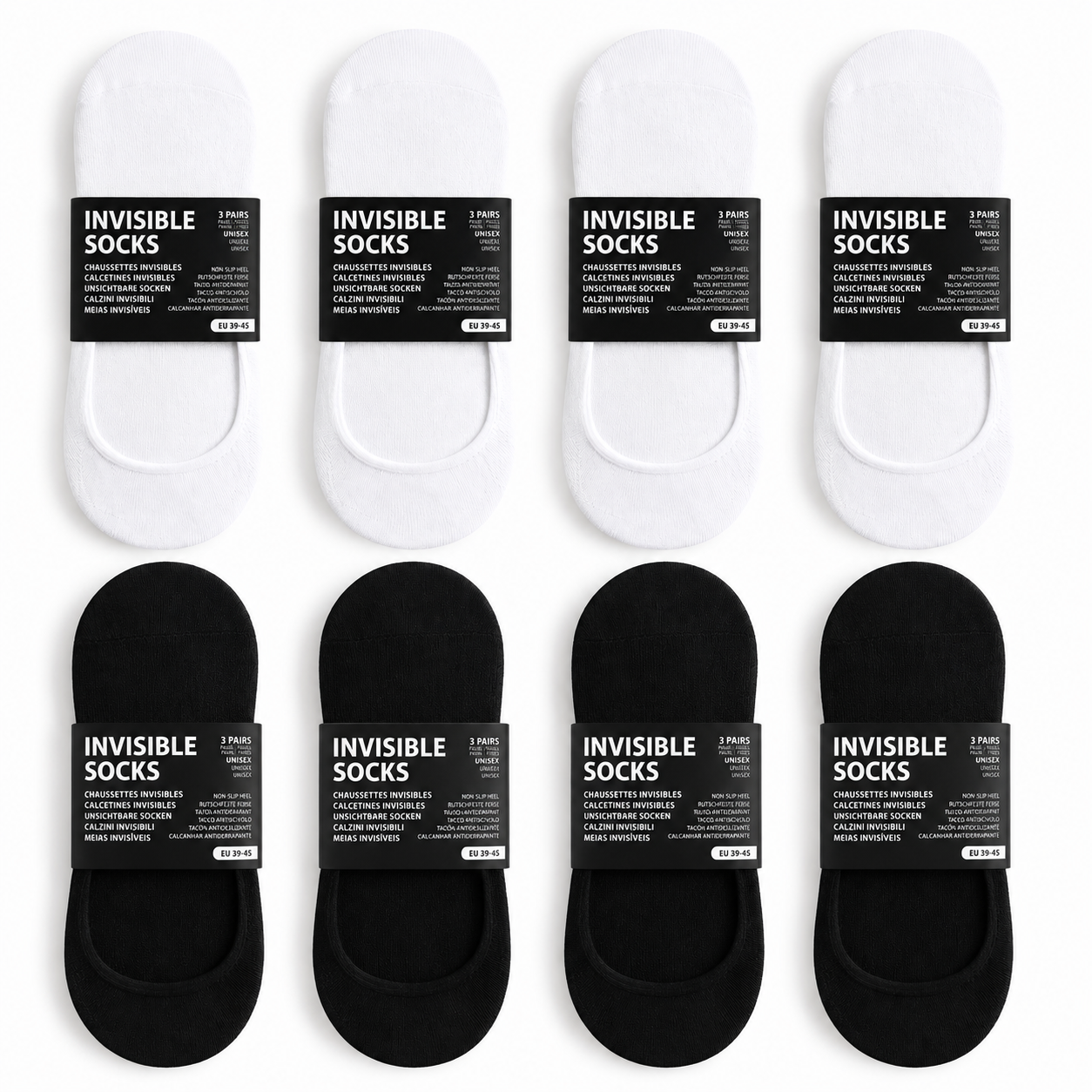 Invisible Cotton Trainer Socks - 12 Pairs Unisex Non-Slip Gym & Sports Socks - SIGMA FAUSTOSO UNIPESSOAL,LDA