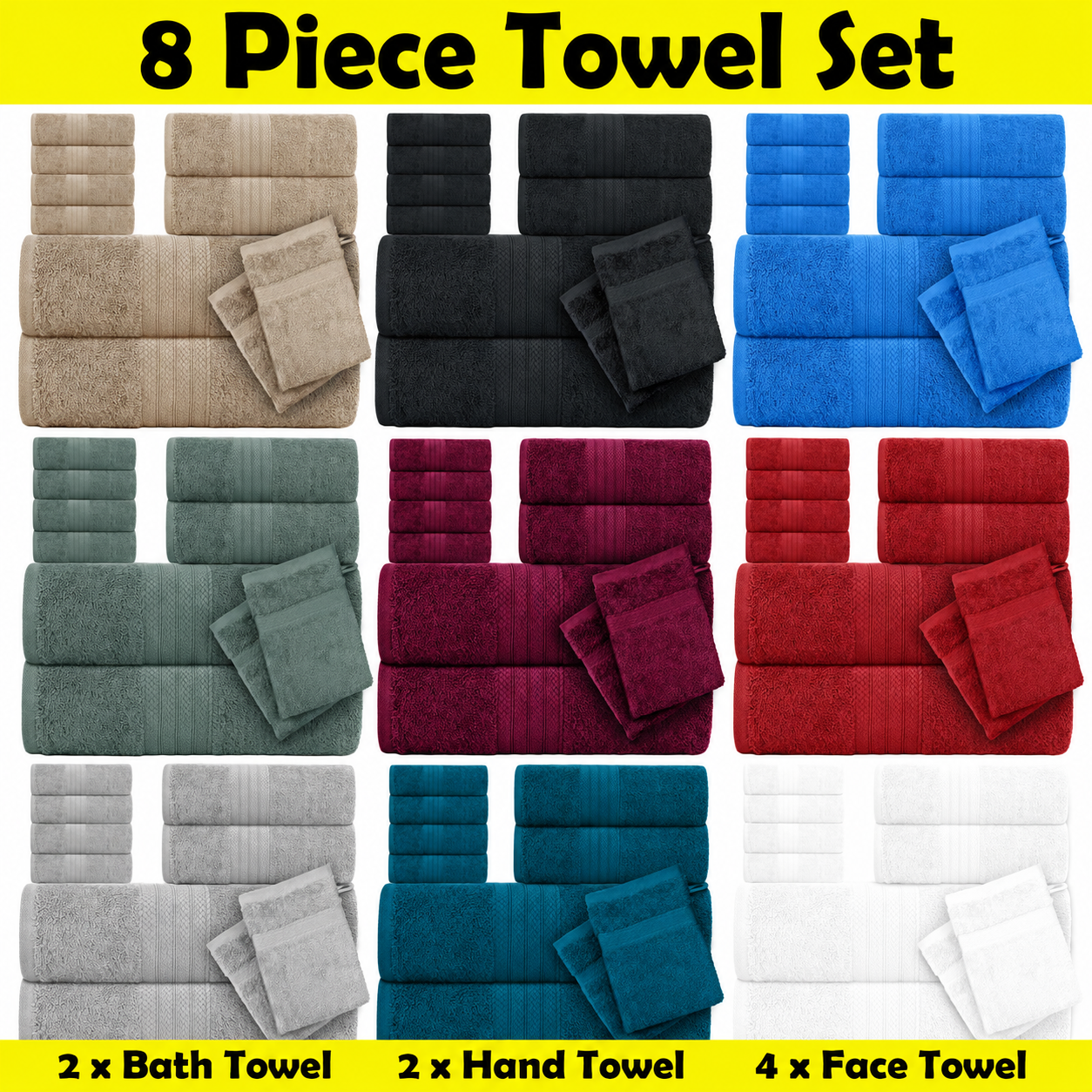 Luxury Towel Set: Wrap Yourself in Comfort with Our 8-Piece Collection - SIGMA FAUSTOSO UNIPESSOAL,LDA