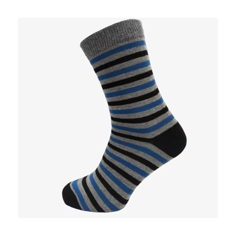 Men's Dress Socks: 5 Pairs of Stylish Multi-Striped Crew Socks for Comfort and Versatility - SIGMA FAUSTOSO UNIPESSOAL,LDA
