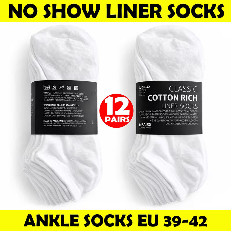 No Show Liner Socks for Men and Women – 12 Pairs of Lightweight Non-Slip Comfort - SIGMA FAUSTOSO UNIPESSOAL,LDA