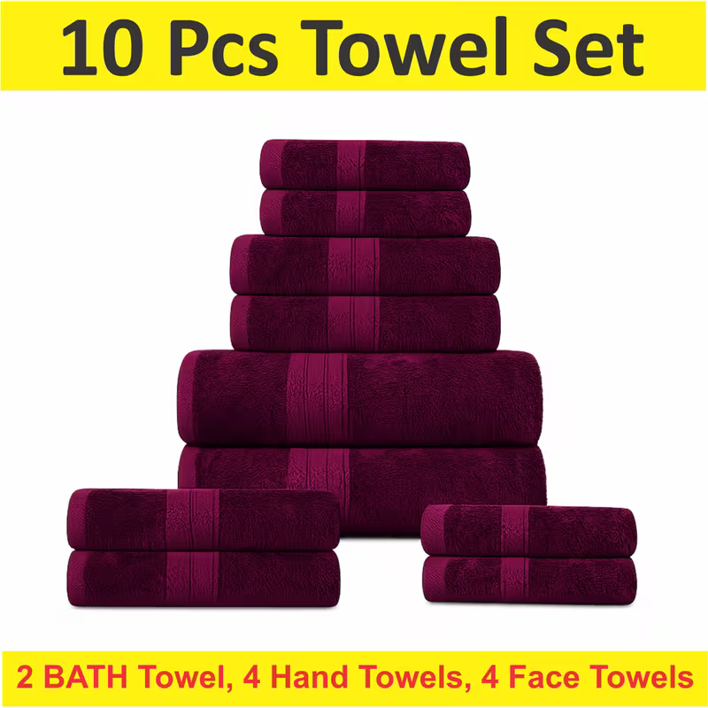 Experience Ultimate Comfort with Our Luxury Bath Towel Set - 10 Pieces of Super Absorbent Bliss - SIGMA FAUSTOSO UNIPESSOAL,LDA