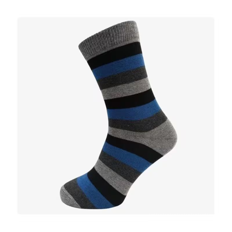 Men's Dress Socks: 5 Pairs of Stylish Multi-Striped Crew Socks for Comfort and Versatility - SIGMA FAUSTOSO UNIPESSOAL,LDA